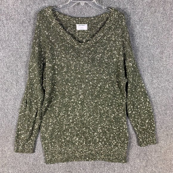 Old Navy Sweater Women's Large Knit Tunic Length Green Cotton L - Picture 1 of 8
